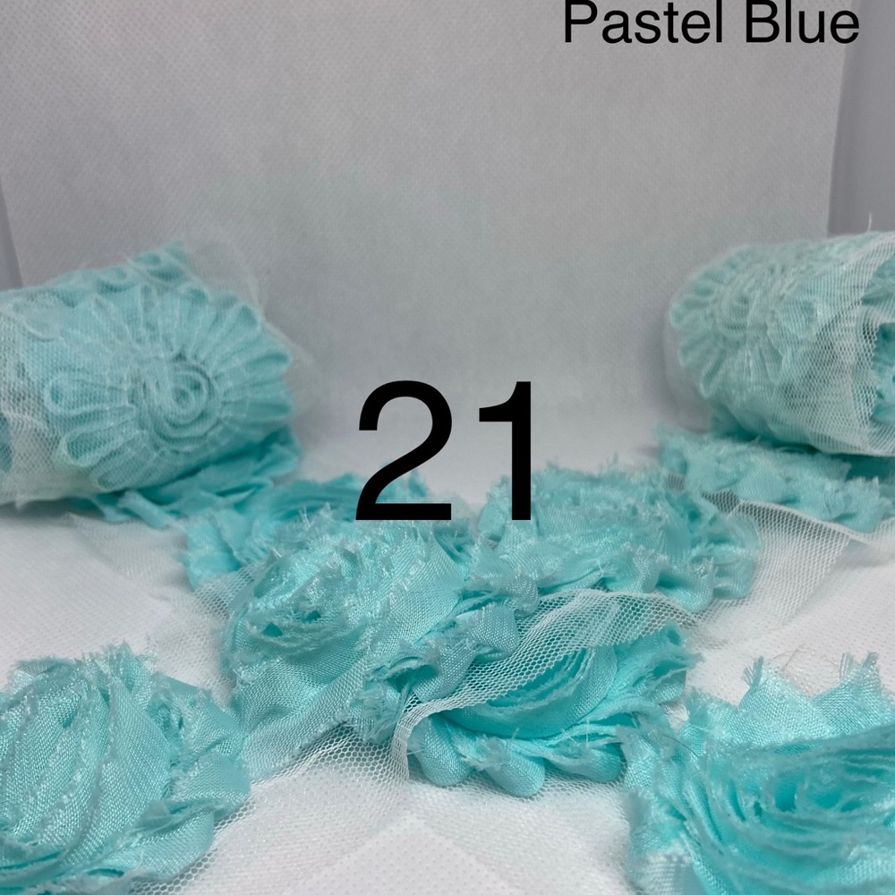 Lot of 21 Pastel Blue shabby flowers headbands NEW